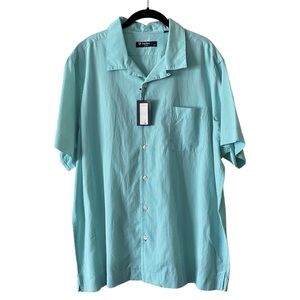 Cremieux Blue Label Camp Shirt Lyocell Cotton Woven Twill Short Sleeve Size XL